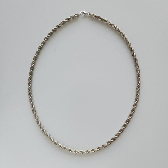 Vintage 90s silver rope chain necklace ✦ 21 inch ✦ nicely made & non-tarnishing - Picture 4 of 10